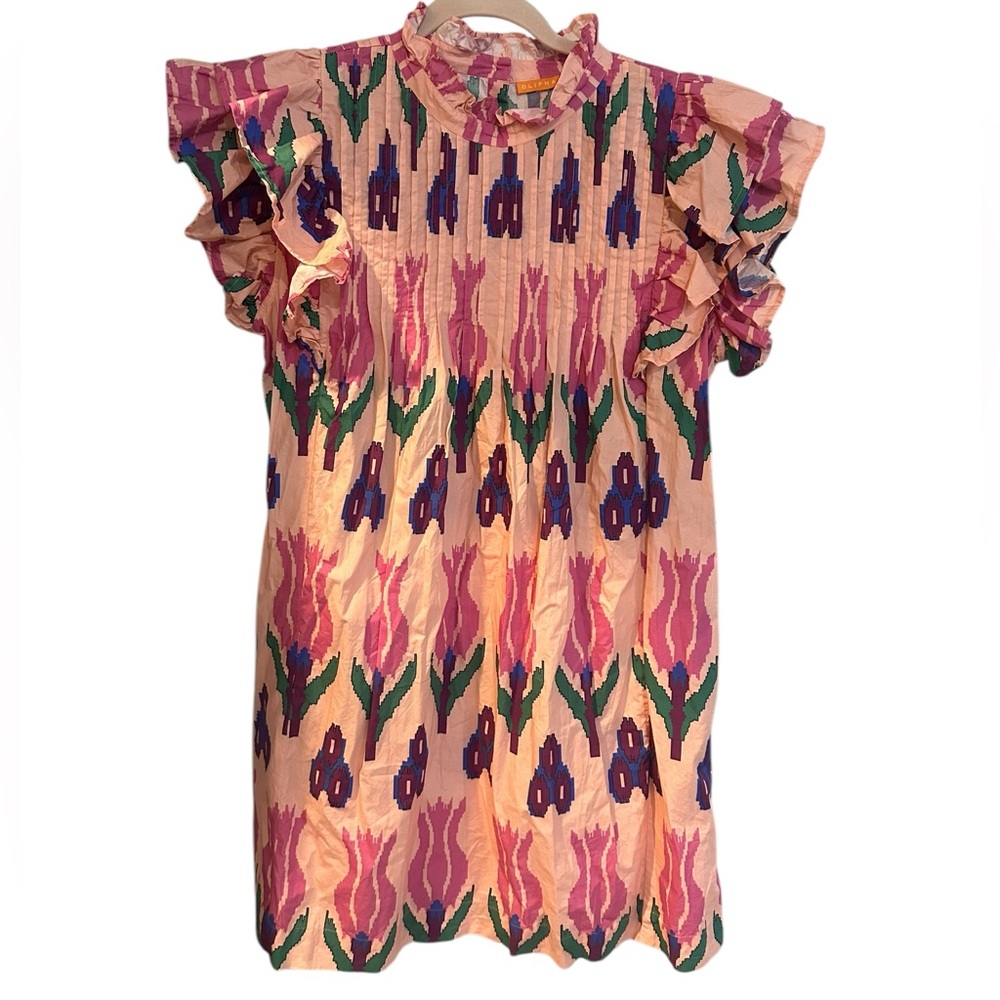 Oliphant Pink and Orange Floral Mini Dress